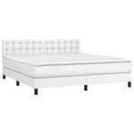 vidaXL Sommier à lattes de lit avec matelas Blanc 180x200cm Similicuir