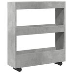vidaXL Chariot de rangement étroit 3 niveaux gris béton