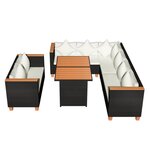 vidaXL Salon de jardin 5 Pièces avec coussins résine tressée noir