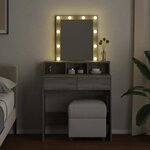 vidaXL Coiffeuse avec LED sonoma gris 80x41x144 5 cm
