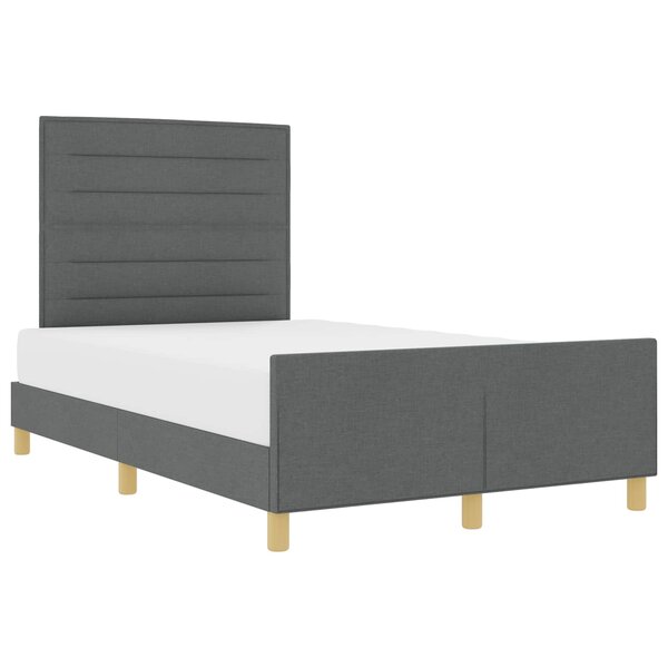 vidaXL Cadre de lit avec tête de lit Gris foncé 140 x 190 cm tissu