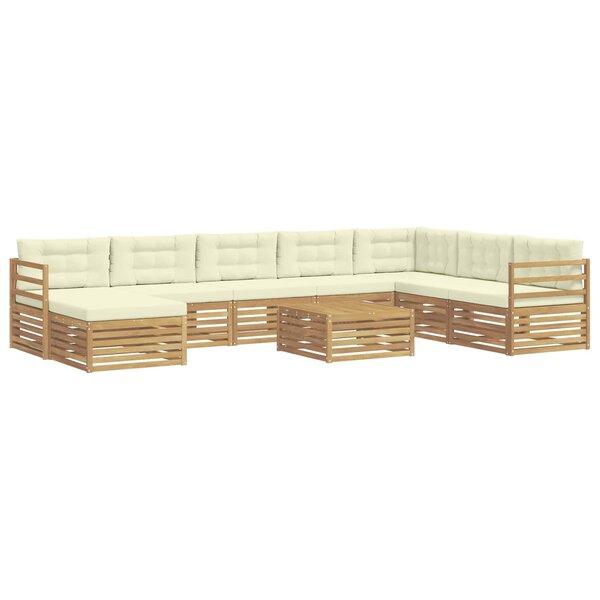 vidaXL Ensemble de canapés d'extérieur 9 pc Blanc et crème Polyester