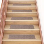 vidaXL Tapis d'escalier autocollants 30 pièces 76 x 20 cm Marron clair Rectangulaire