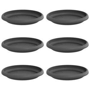 vidaXL Plateau à fleurs rond 6 pc Noir Ø 15 5 x 2 cm Plastique