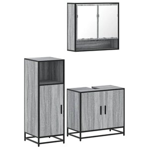 vidaXL Ensemble de meubles de salle de bain 3 Pièces Sonoma gris