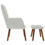 vidaXL Chaise de relaxation avec tabouret Gris clair Velours