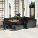 vidaXL Ensemble de canapé de jardin 12 Pièces Noir polyrotin
