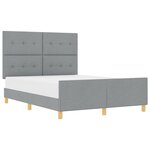 vidaXL Cadre de lit avec tête de lit Gris clair 140 x 190 cm tissu