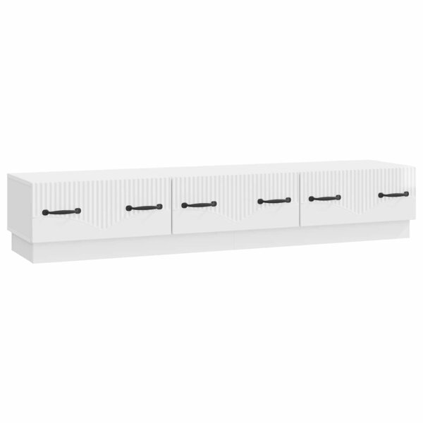 vidaXL Meuble TV Blanc brillant 147 x 34 5 x 27 cm Bois d'ingénierie