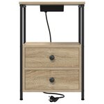 vidaXL Table de nuit avec station de chargement 2 Pièces Chêne sonoma