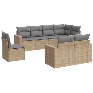 vidaXL Salon de jardin avec coussins 8 Pièces beige résine tressée
