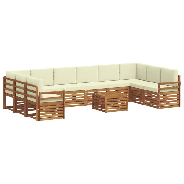 vidaXL Ensemble de canapés d'extérieur 11 Pièces Naturel et Crème
