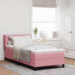 vidaXL Lit à ressorts avec matelas noir 100x200 cm en velours Rose