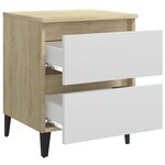 Vidaxl table de chevet blanc et chêne sonoma 40x35x50 cm aggloméré