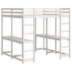 vidaXL Lit superposé et bureau et échelle 160x200cm bois de pin massif