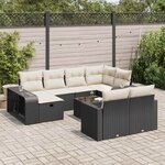 vidaXL Salon de jardin 11 Pièces avec coussins noir résine tressée