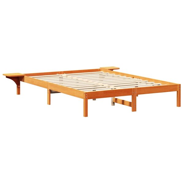 vidaXL Cadre de lit avec tables de chevet Marron Marron cire