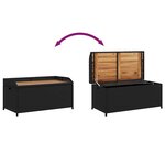 vidaXL Banc de rangement noir résine tressée et bois d'acacia