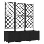 vidaXL Bac à fleurs avec Treillis 3 Pièces Noir 120 x 40 x 143 cm PP