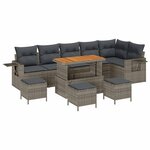 vidaXL Ensemble de canapé de jardin 10 Pièces Gris polyrotin