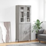 vidaXL Buffet haut Sonoma gris 69 5x34x180 cm Bois d'ingénierie
