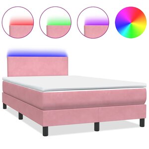 vidaXL Sommier à lattes de lit avec matelas rose 120x220 cm velours