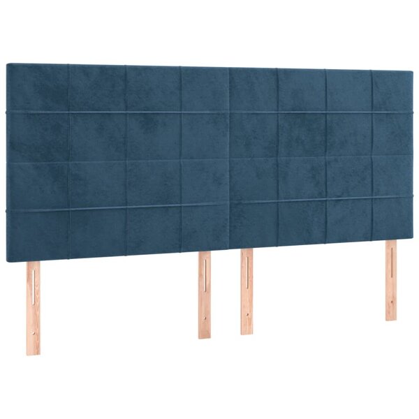 vidaXL Têtes de lit 4 Pièces Bleu foncé 80x5x78/88 cm Velours
