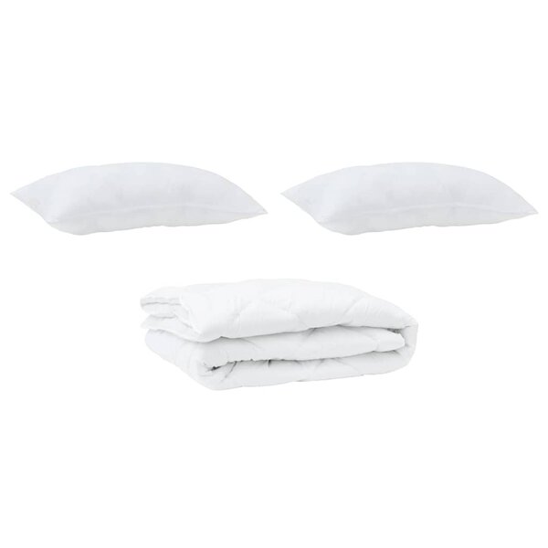 vidaXL Couette avec oreiller 3 Pièces Blanc Microfibre