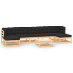 vidaXL Salon de jardin 8 Pièces avec coussins anthracite Pin massif