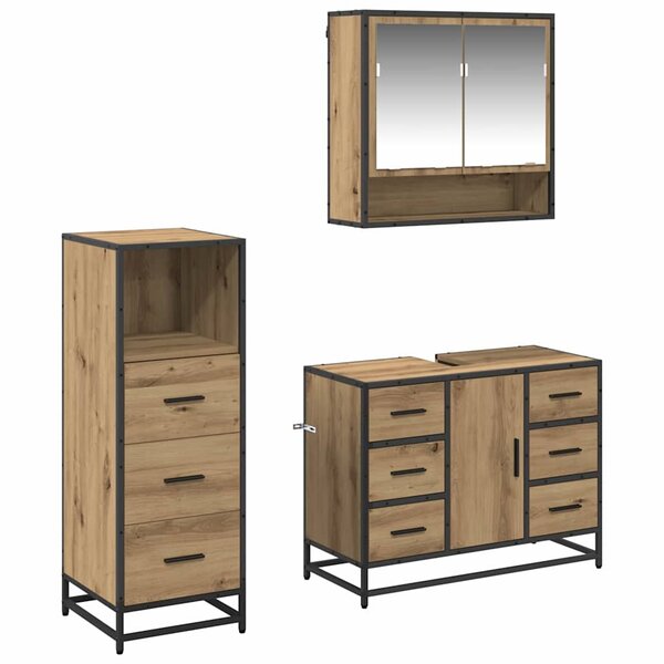 vidaXL Ensemble de mobilier de salle de bain 3 Pièces chêne artisanal
