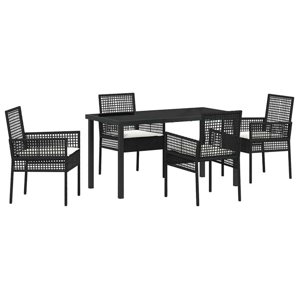 vidaXL Ensemble de salle à manger pour jardin 5 Pièces Noir polyrotin