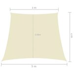 Vidaxl voile de parasol tissu oxford trapèze 3/5x4 m crème
