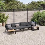 vidaXL Salon de jardin 4 Pièces avec coussins noir aluminium