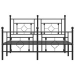 vidaXL Cadre de lit métal sans matelas avec pied de lit noir 135x190cm
