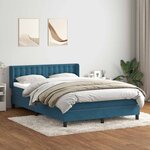 vidaXL Sommier à lattes de lit et matelas bleu foncé 160x210cm velours