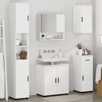 vidaXL Ensemble de mobilier de salle de bain avec tiroir 5 Pièces Blanc