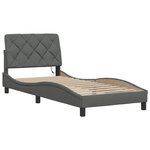 vidaXL Cadre de lit avec LED sans matelas gris foncé 90x190 cm tissu