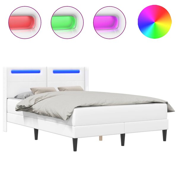 vidaXL Cadre de lit avec matelas Blanc 120 x 200 cm Simili cuir