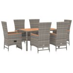 vidaXL Ensemble à manger de jardin et coussins 7 Pièces gris rotin