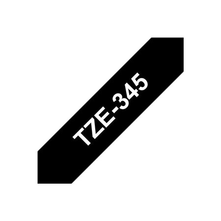 Ruban titreuse brother - tze - écriture blanc / fond noir - 18 mm x 8 m - modèle tze-345