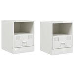 vidaXL Tables de chevet 2 Pièces blanc 34 5x39x44 cm acier