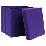 vidaXL Boîtes de rangement avec couvercles 4 Pièces 28x28x28 cm Violet