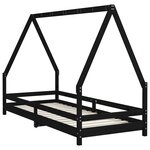 vidaXL Cadre de lit pour enfants noir 90x200 cm bois de pin massif