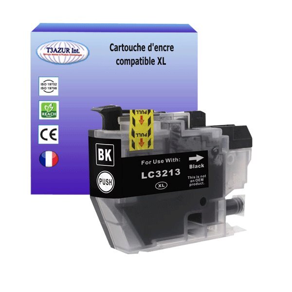 T3AZUR- Cartouche compatible avec Brother LC3213 XL pour Brother DCP-J497DW  DCP-J572DW  DCP-J772DNW  DCP-J772DW  DCP-J774DW  Noire