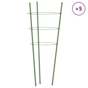 vidaXL Supports pour plantes de jardin 3 anneaux 5Pièces Vert 45 cm Acier