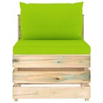 Vidaxl canapé de jardin 4 places avec coussins bois imprégné de vert
