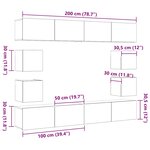 vidaXL Set de 6 Meubles TV - Muraux  Bois d'Oak Noir