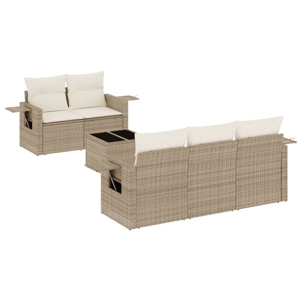 vidaXL Salon de jardin avec coussins 6 Pièces beige résine tressée