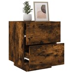 vidaXL Armoire de chevet et lumières LED chêne fumé bois d'ingénierie