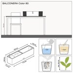 LECHUZA Jardinière Balconera Color 80 ALL-IN-ONE ardoise 15683